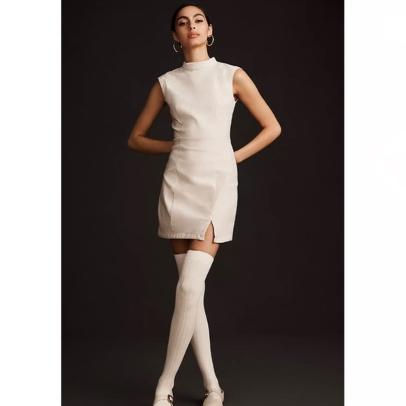 NWT By Anthropologie Mock-Neck Sleeveless Seamed Dress